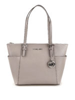 Borsa Jet Set grigio perla in pelle con zip