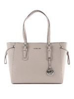 Shopper Voyager media grigio perla in pelle