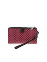 Portafoglio fucsia e nero con logo