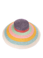 Cappello in paglia a righe multicolor