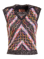 Top misto lana con ricamo paillettes