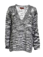 Maglia scollo a V nera e bianca