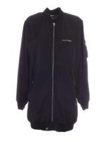 Bomber lungo nero con logo sul petto