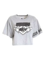 T-shirt grigia corta con stampa