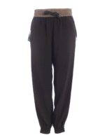 Pantalone in crepe verde con bande laterali