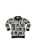 Abito nero con intarsi logo Moncler