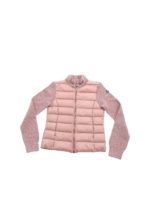 Cardigan rosa con inserto in piumino