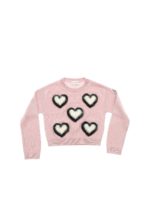 Pullover rosa con cuori ricamati