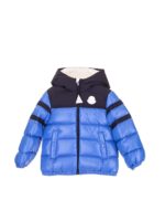 Piumino bicolor logo blu e nero