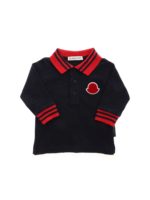 Polo manica lunga blu con profili rossi