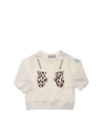 Felpa color avorio con patch animalier