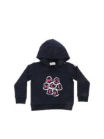 Felpa blu con ricamo Moncler rosa