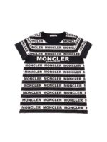 T-shirt nera a righe logate