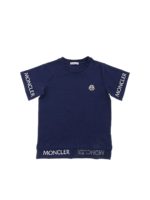 T-shirt blu con logo sulle maniche