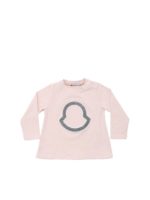 T-shirt rosa con logo in lamA© argentato