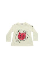 T-shirt bianca con stampa gatto