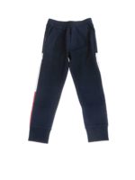 Pantaloni tuta blu con bande coated