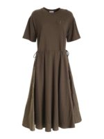 Abito lungo verde con ricamo logo