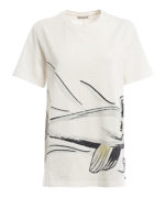 T-shirt in cotone stampato con ricami