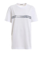 T-shirt bianca in cotone con banda logo