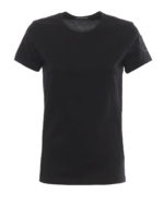 T-shirt nera con patch logo in velluto