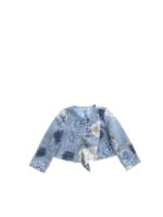 Giacca con paillettes stampata azzurra