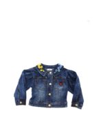Giubbino in denim blu con ricami multicolor