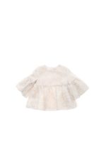 Top con frange color ecru