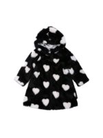 Eco-pelliccia nera con stampa cuori