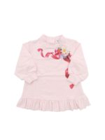 Abito rosa con rouches sul fondo