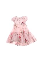 Abito rosa stampa mazzolino di rose