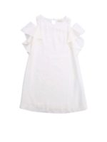 Abito in crepe bianco con volant