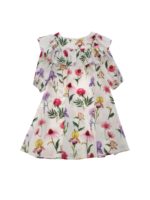 Abito stampa maxi fiori bianco