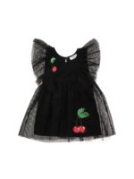 Abito nero con applicazione in mesh e patch c