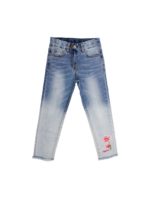 Jeans blu con ricamo fiori