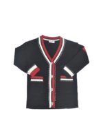 Cardigan nero con profili a contrasto