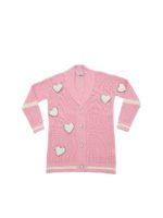 Cardigan rosa con patch cuori