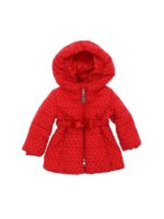 Piumino rosso con stampa a cuori