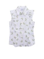Camicia smanicata bianca con stampa margherit
