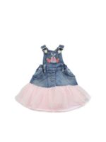 Salopette in denim con patch coniglio