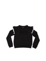 Felpa nera con dettagli in pizzo