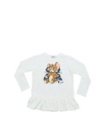 T-shirt bianca stampa Jerry e fiocco