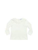 T-shirt manica lunga bianca con colletto in p