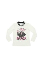 T-shirt bianca stampa Rock Pink Panther
