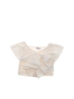 Top con balza arricciata bianco