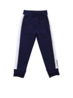 Pantaloni blu con rifiniture in strass