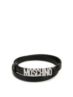 Cintura in pelle liscia con logo lettering