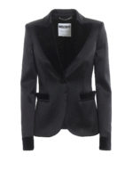Blazer in raso con dettagli in velluto