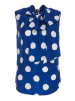 Blusa in seta con fiocco al collo e maxi pois
