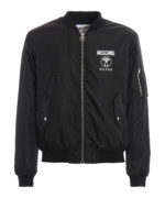 Bomber in lana con stampa logo